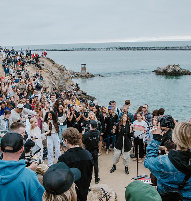 Crowd singing at Baptize CA event