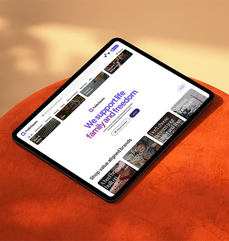 Public Square website on tablet