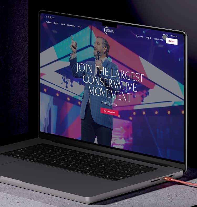 TPUSA website on a laptop